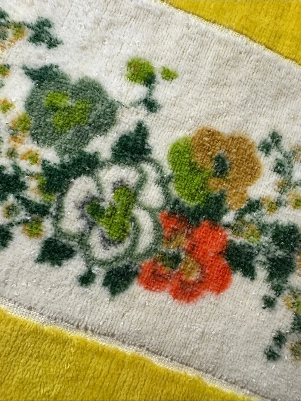 Vintage MCM Floral Fringed Cotton Towel 21x42